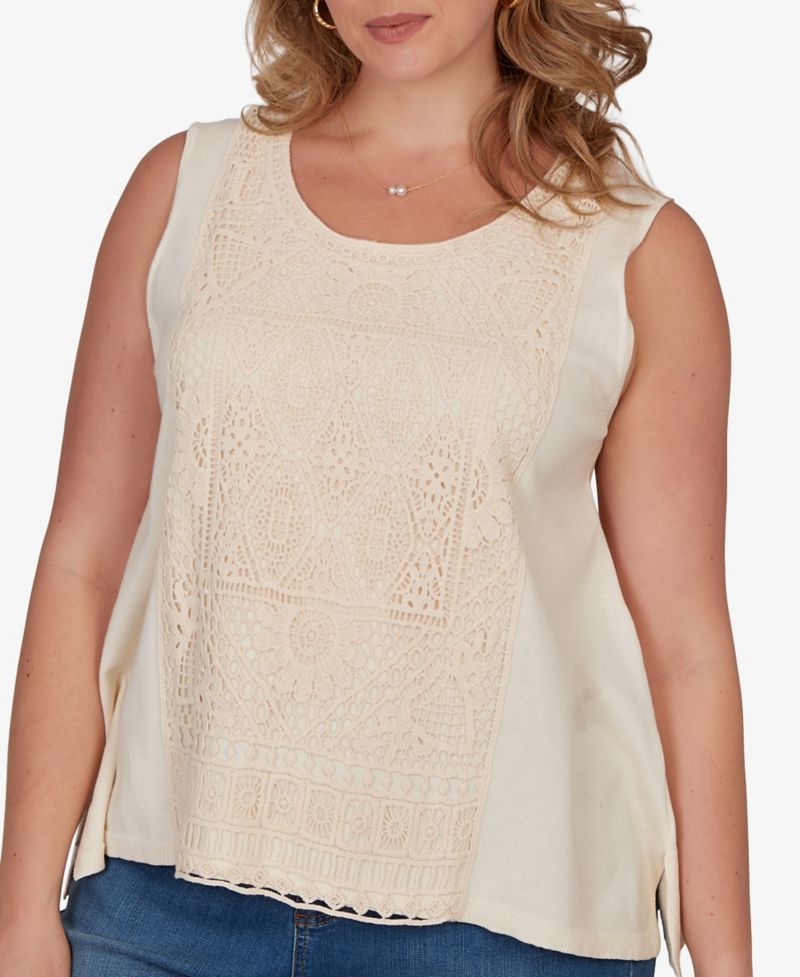 Plus Size Crochet Front Sweater Tank