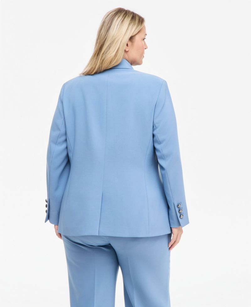 Plus Size Notched-Collar Single-Button Lined Blazer