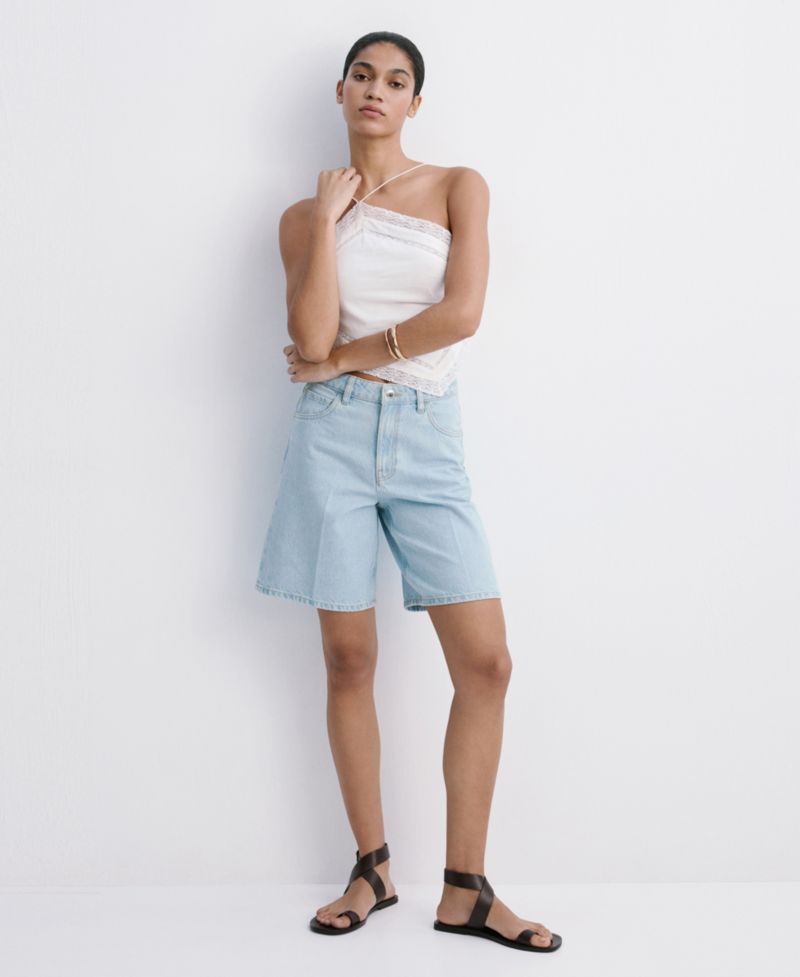Women's High-Waist Straight-Fit Denim Shorts