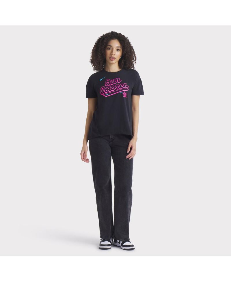 Women's Black Miami Marlins 2025 City Connect Flowy Fashion Tri-Blend Performance T-Shirt