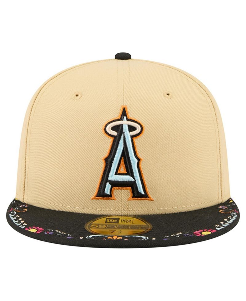 Men's Light Beige Los Angeles Angels Two-Tone Embroidered Visor 59FIFTY Fitted Hat
