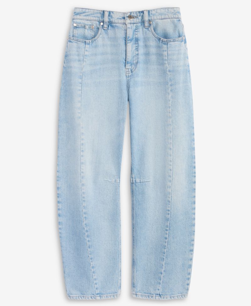 Women's Cropped High-Rise Barrel-Leg Jeans