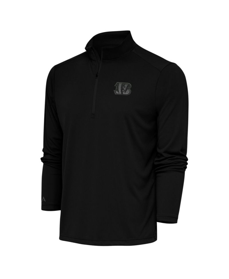 Men's Black Cincinnati Bengals Tonal Logo Tribute Quarter-Zip Pullover