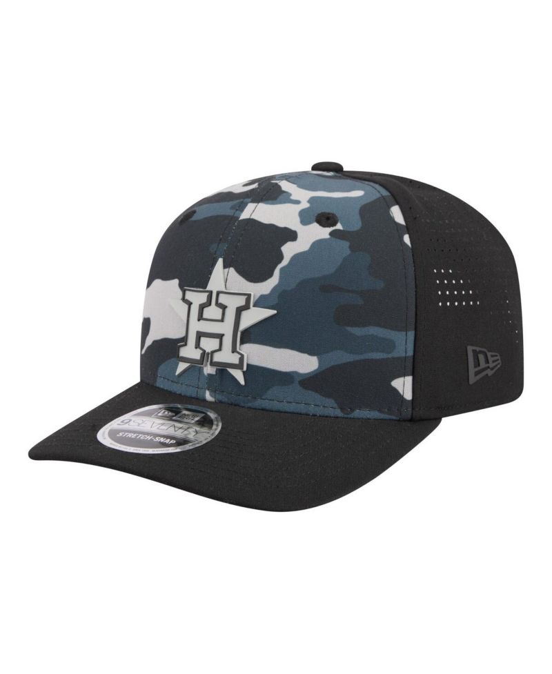 Men's Black Houston Astros Tonal Camo 9SEVENTY Stretch-Snap Hat