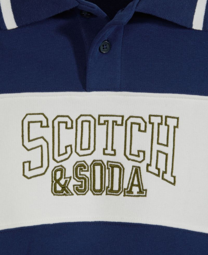 SCOTCH & SODA Big Boys French Terry Graphic Polo Shirt