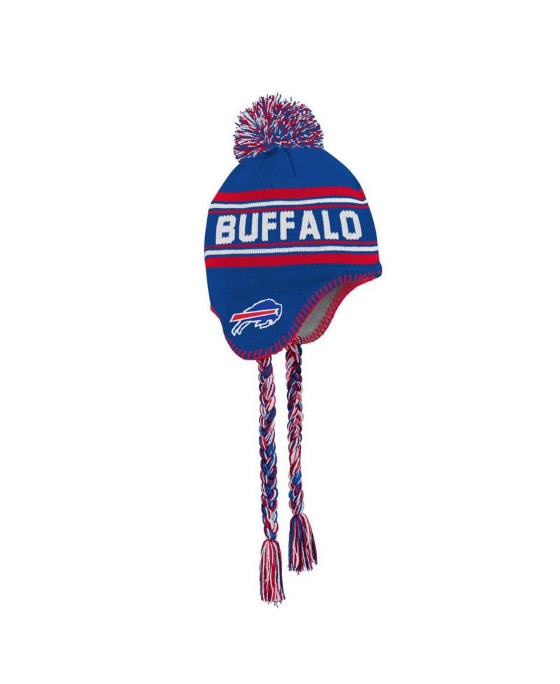 Big Boys and Girls Royal Buffalo Bills Jacquard Tassel with Pom Knit Hat