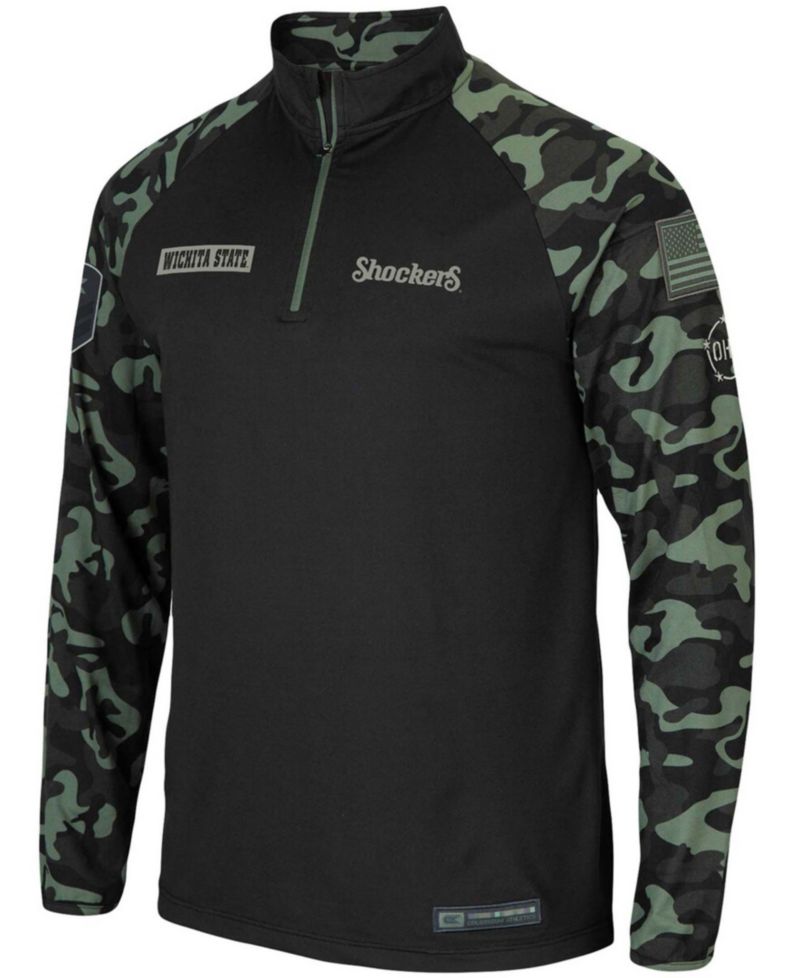 Men's Black Wichita State Shockers OHT Military-Inspired Appreciation Take Flight Raglan Quarter-Zip Jacket