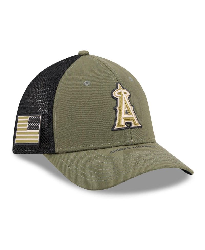 Men's Olive Los Angeles Angels 2026 Armed Forces Day 39THIRTY M-Crown Flex Hat