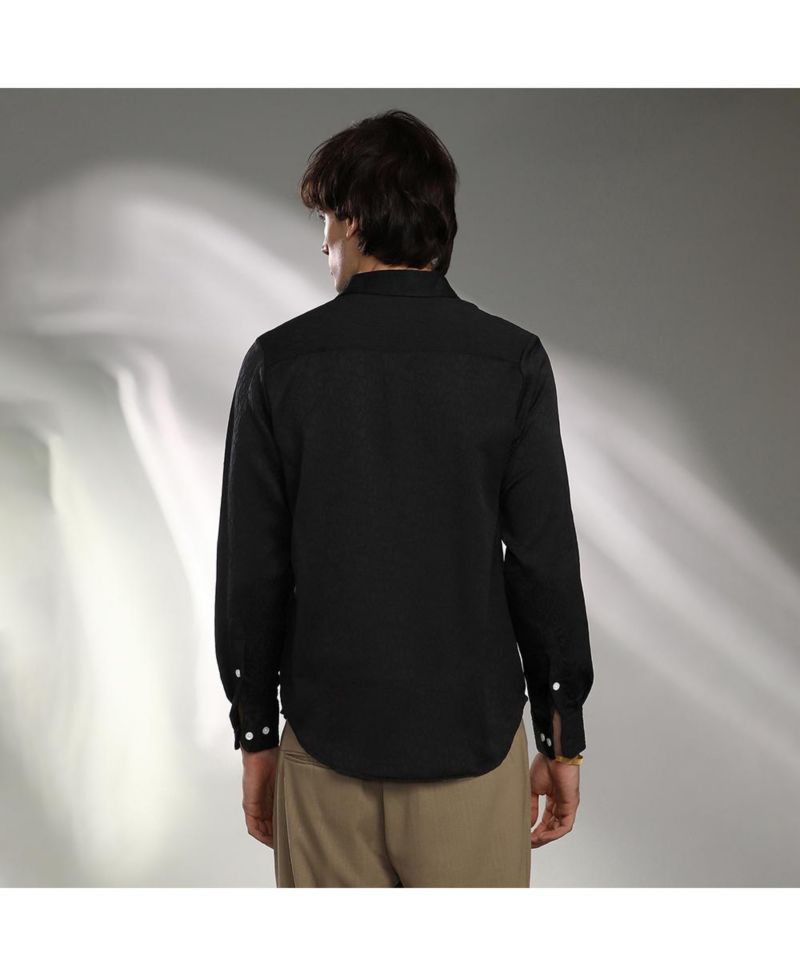 Men's Onyx Black Abstract-Textured Shirt