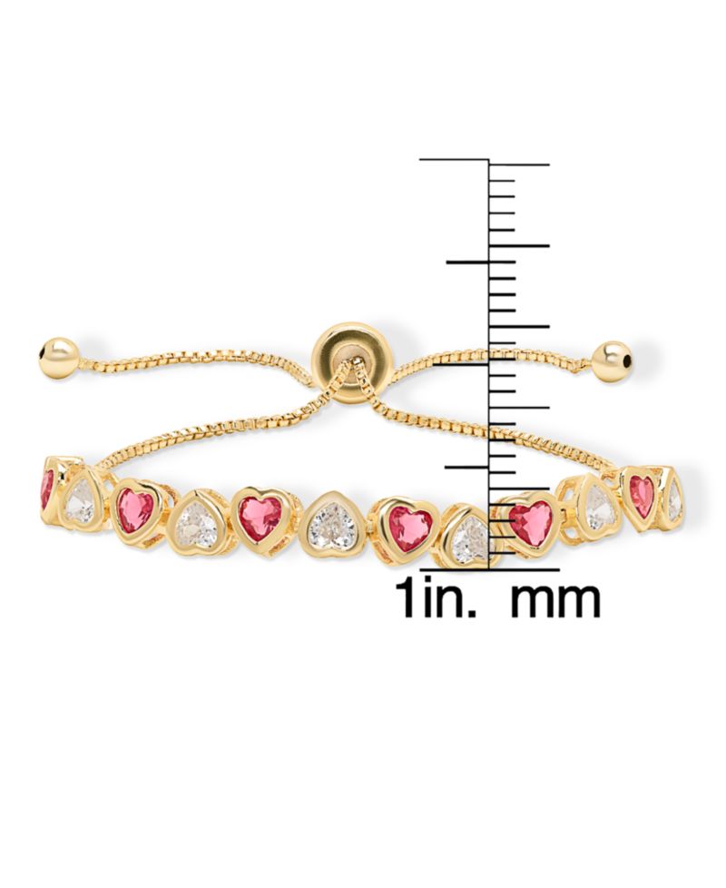 Simulated Ruby and Cubic Zirconia Bezel Heart Adjustable Bracelet