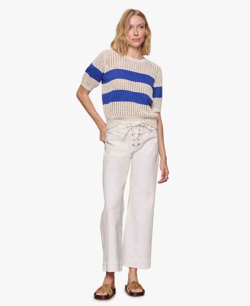 Women's Beachside Openwork Crewneck Cotton Top