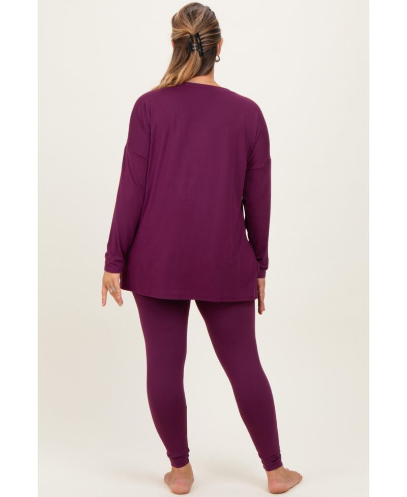 Plus Size Brushed Knit Oversized Top and Legging Set