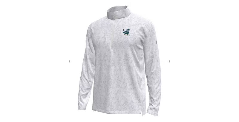 Men's Gray Notre Dame Fighting Irish Hockey Leprechaun Tech Quarter-Zip Sweatshirt