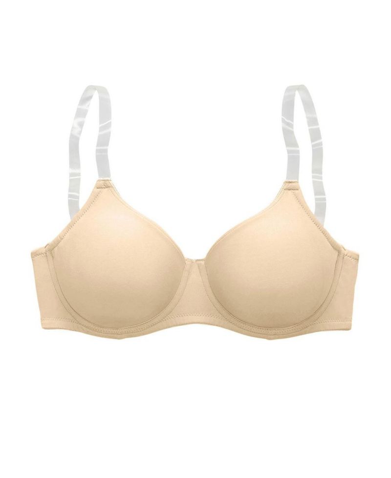 Women's Clear Strap Underwire Non-Padded T-Shirt Bra