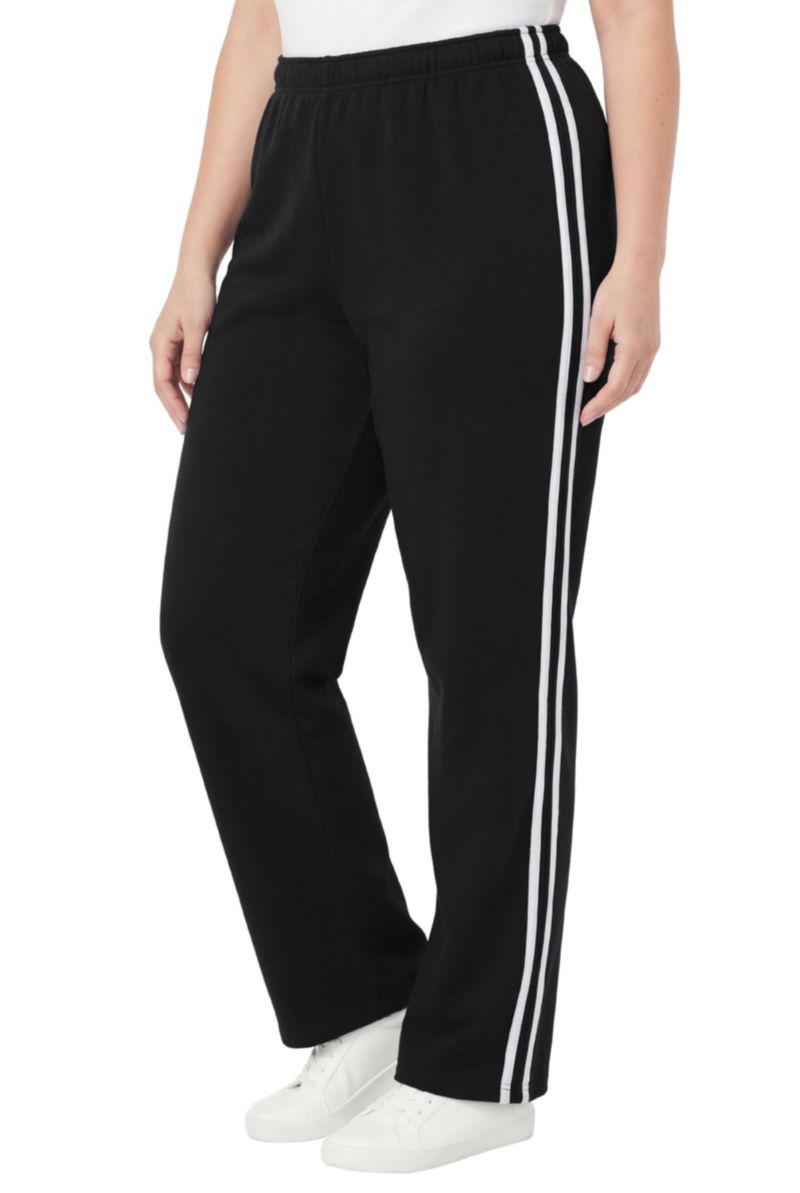 Plus Size Within Better-Fleece Side-Stripe Pull-On Sweatpants
