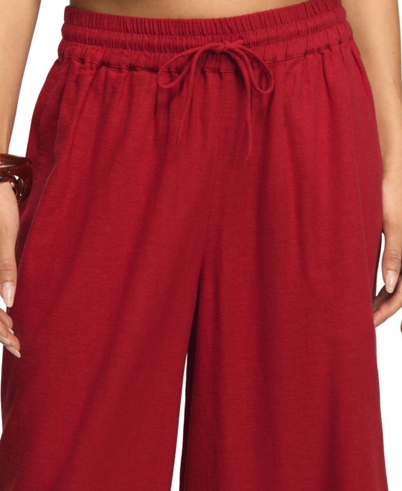 Women's Wide-Leg Lace Trim Pull-On Pants