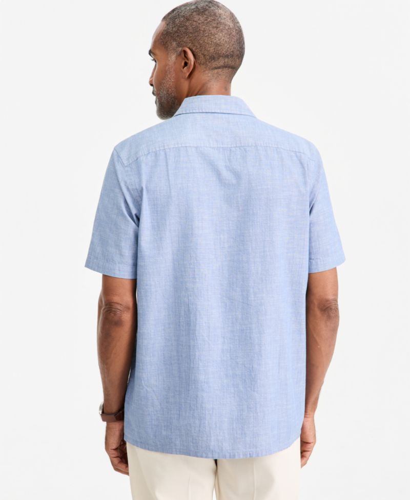 Men's Cotton Chambray Short-Sleeve Camp Shirt