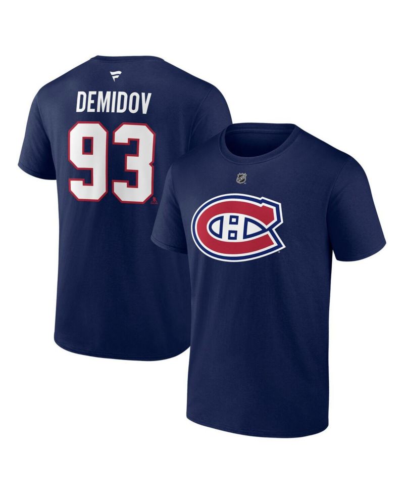 Men's Ivan Demidov Navy Montreal Canadiens Authentic Stacked Name & Number T-Shirt
