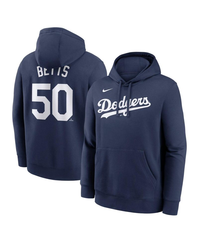 Men's Mookie Betts Navy Los Angeles Dodgers Player Name & Number Club Pullover Hoodie