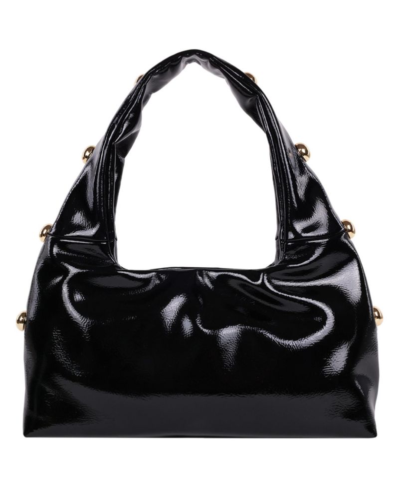Studded Shoulder Bag in Crackled Finish