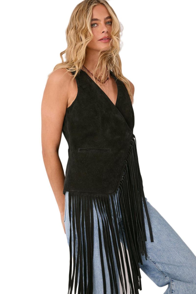 Women's Premium Suede Fringe Waistcoat