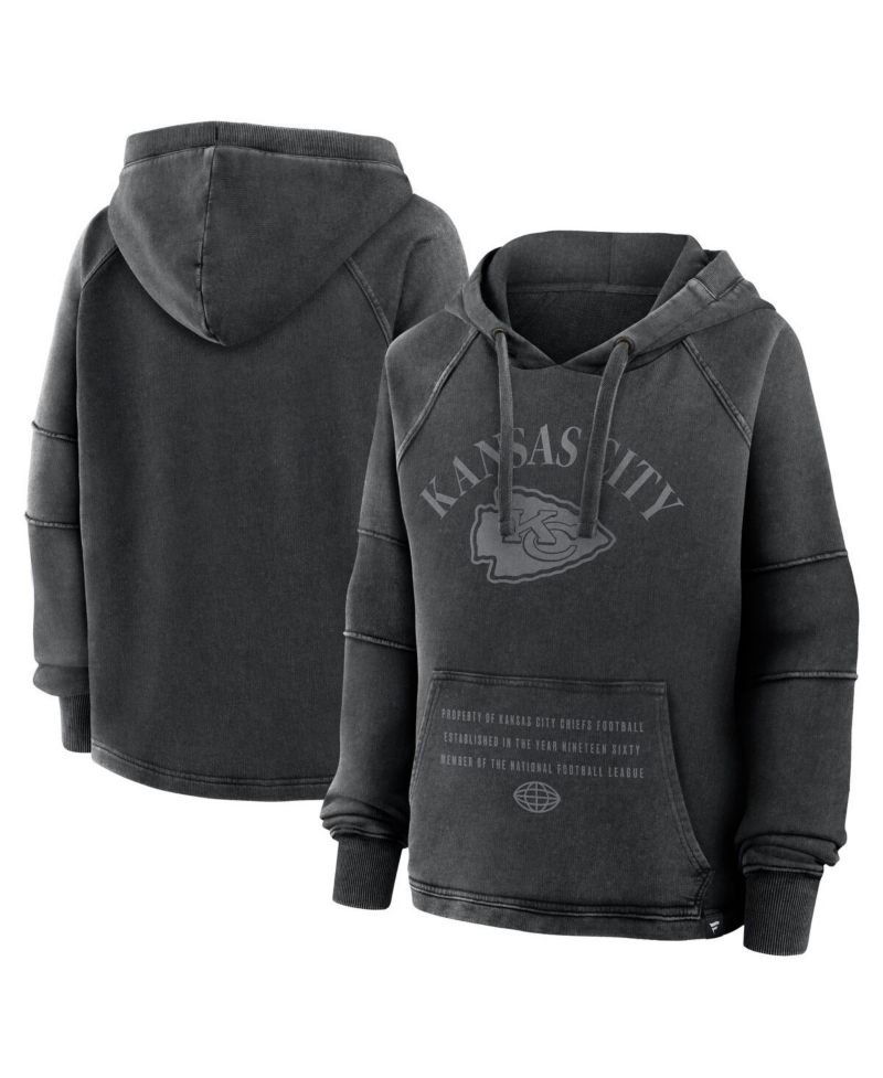 Women's Black Kansas City Chiefs Oversized Raglan Gridiron Hoodie