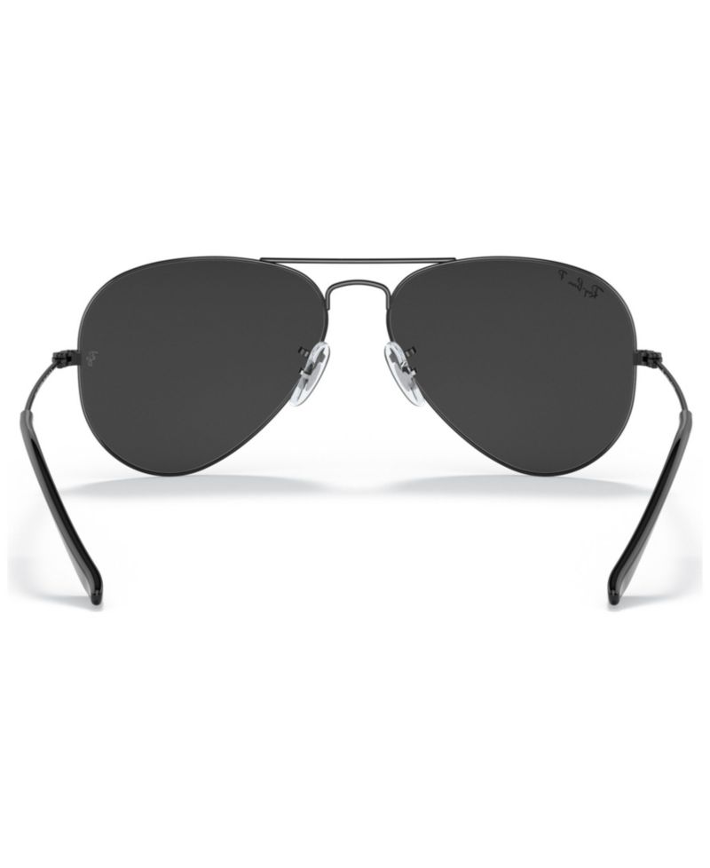 Unisex Aviator Total Black Polarized Sunglasses, RB3025