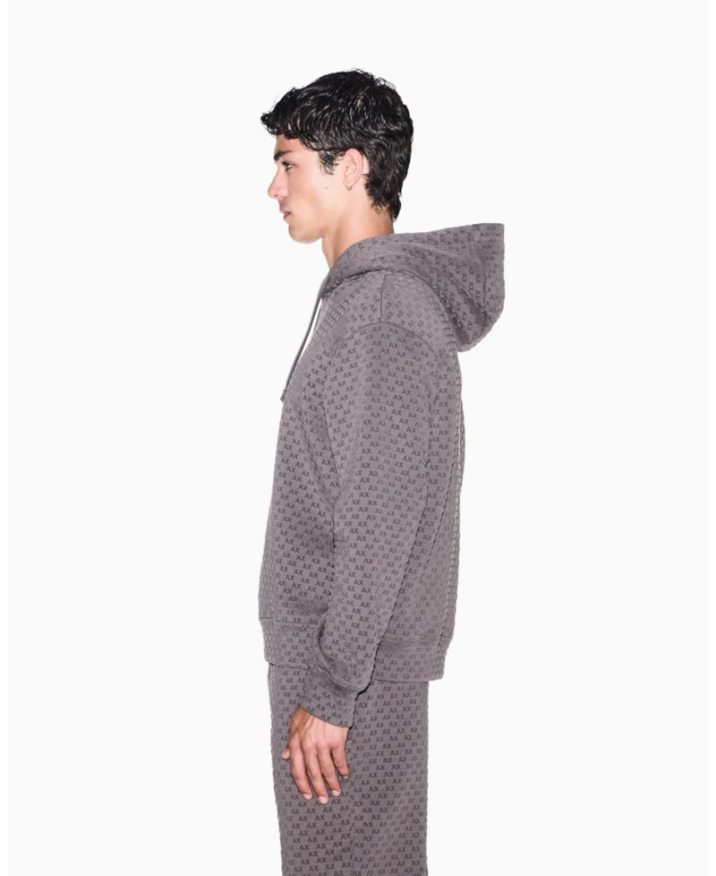 Men's Bonded Cotton Flocked All Over Logo Hoodie Sweatshirt