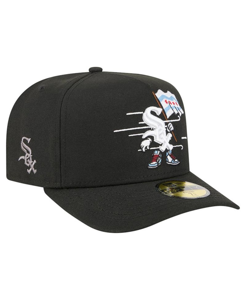 Men's Black Chicago White Sox Cartoon A-Frame 59FIFTY Fitted Hat