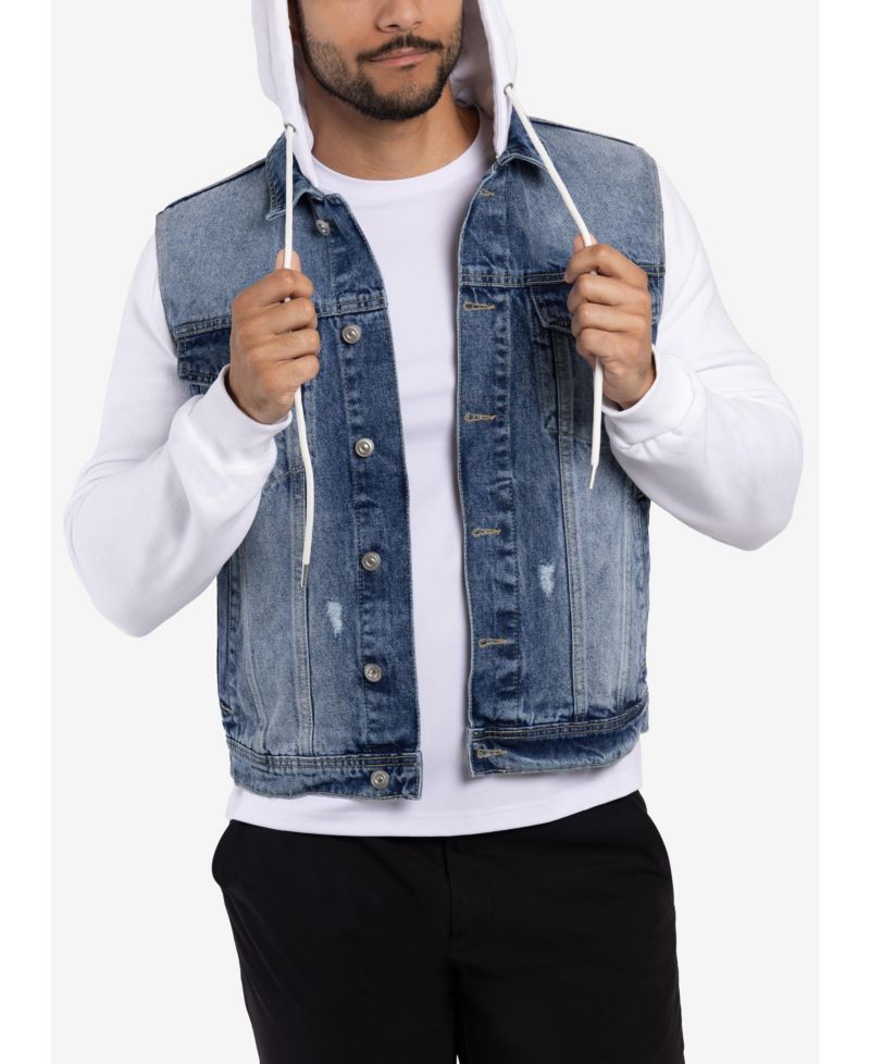 XRAY Men's Hybrid Hoodie Trucker Denim Jacket