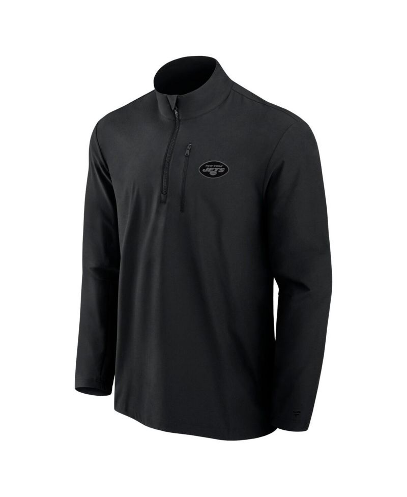 Men's Black New York Jets Front Office Woven Quarter-Zip Jacket