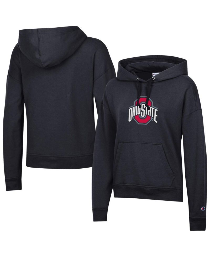 Women's Black Ohio State Buckeyes Powerblend Fleece Pullover Hoodie