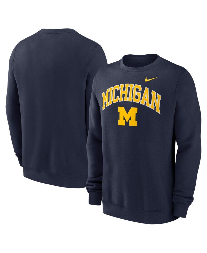 Men's Navy Michigan Wolverines Arch Pullover Sweatshirt