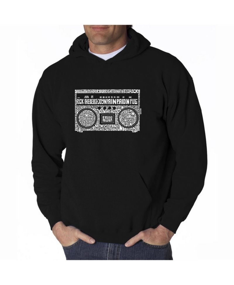 Men's Word Art Hooded Sweatshirt - Greatest Rap Hits of The 1980's