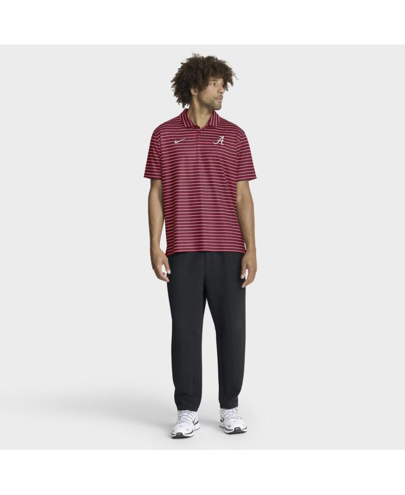 Men's Crimson Alabama Crimson Tide 2025 Coaches Premium Tour Stripe Dri-FIT Polo Shirt