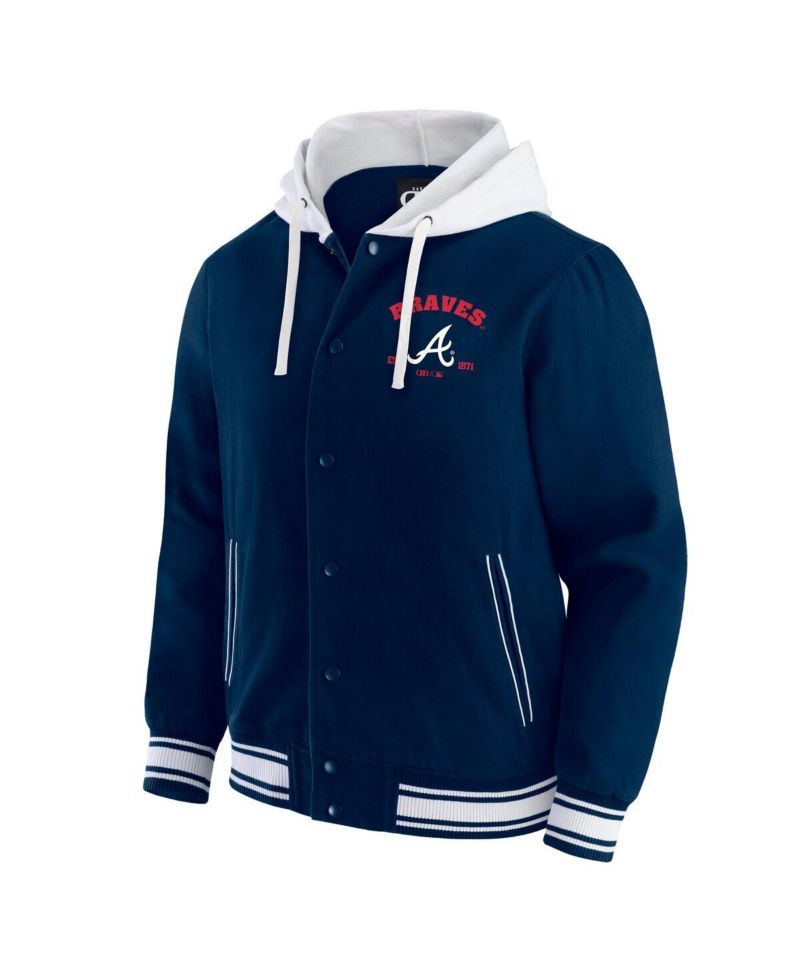 Darius Rucker Collection by Men's Navy Atlanta Braves Full-Snap Hooded Jacket