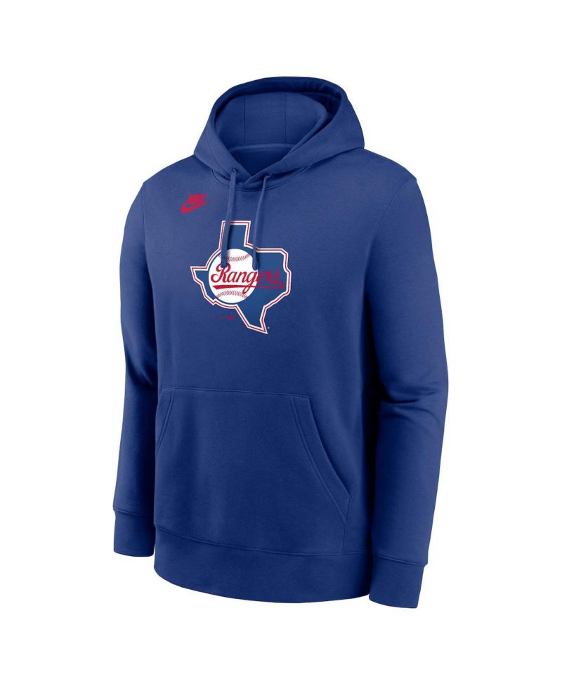 Men's Royal Texas Rangers Cooperstown Collection Logo Club Pullover Hoodie