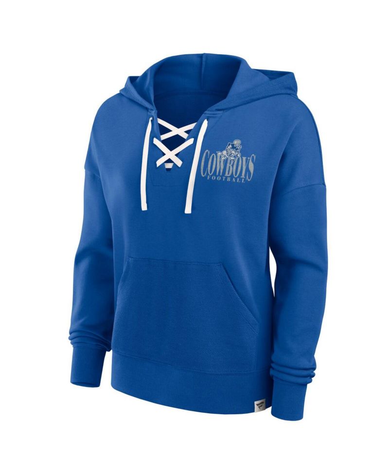 Women's Royal Dallas Cowboys Blitz Left Lace-Up Pullover Hoodie