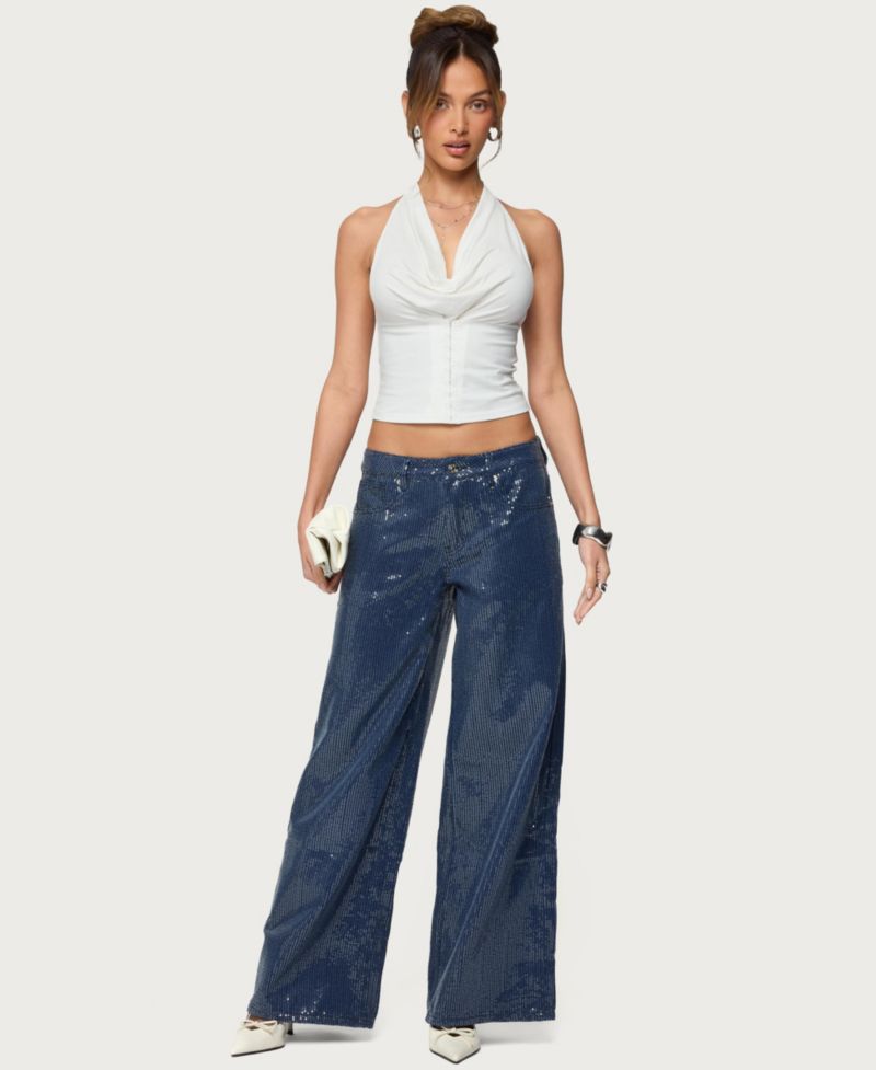 Women's Mirella Sequin Low Rise Baggy Jeans