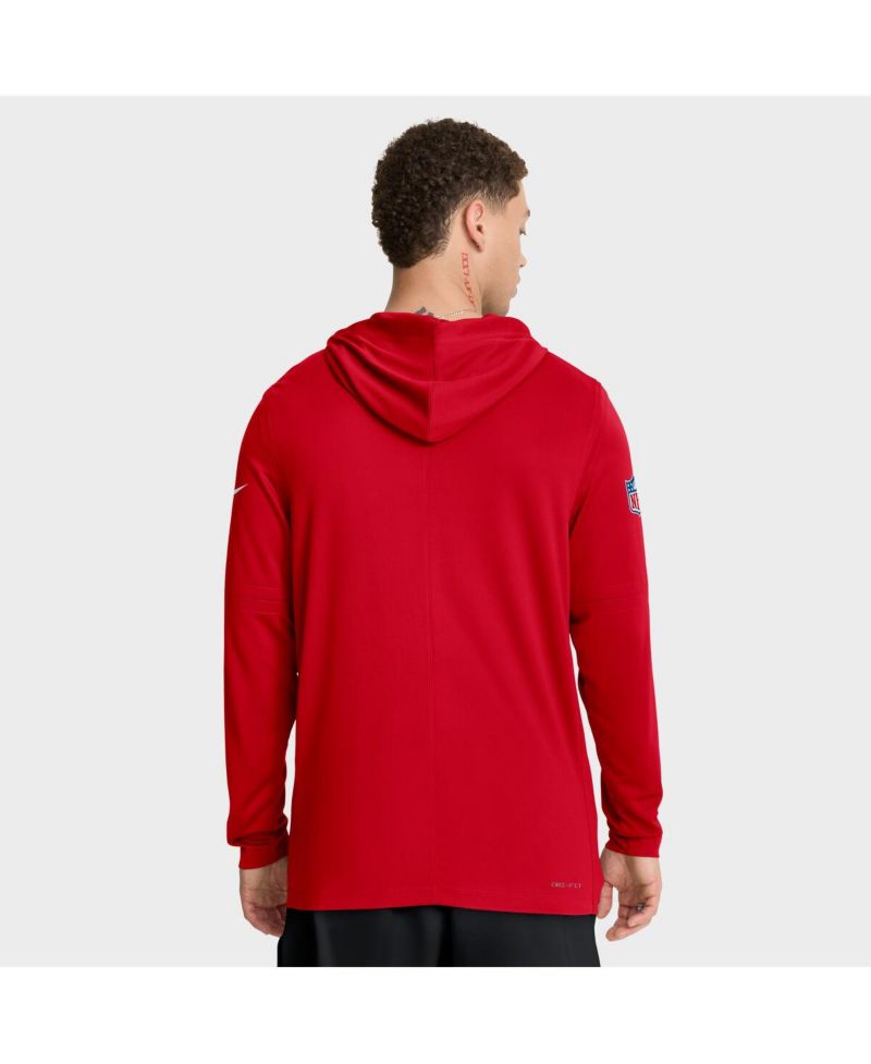 Men's Red Kansas City Chiefs Big & Tall Sideline Performance Long Sleeve Hoodie T-Shirt