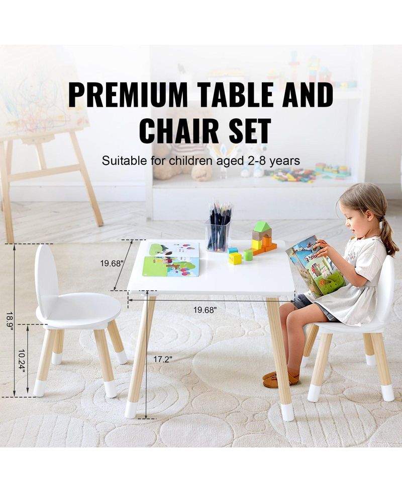Kids Table and 2 Chairs Set for Art Craft Reading and Learning Activities