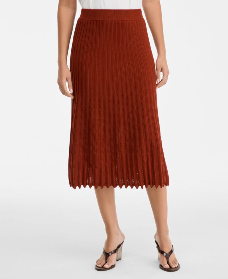 Women's Sweater-Knit Pleated High-Waisted Skirt
