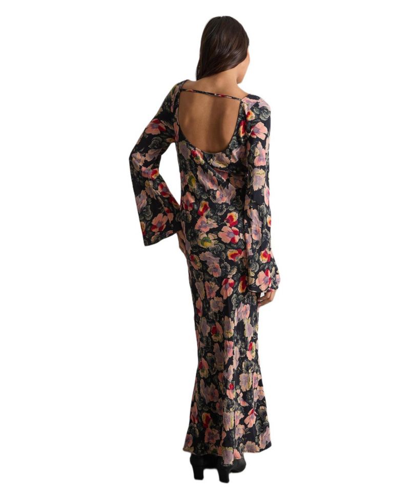 Women's Floral Bias Cut Scoop Back Midaxi Dress