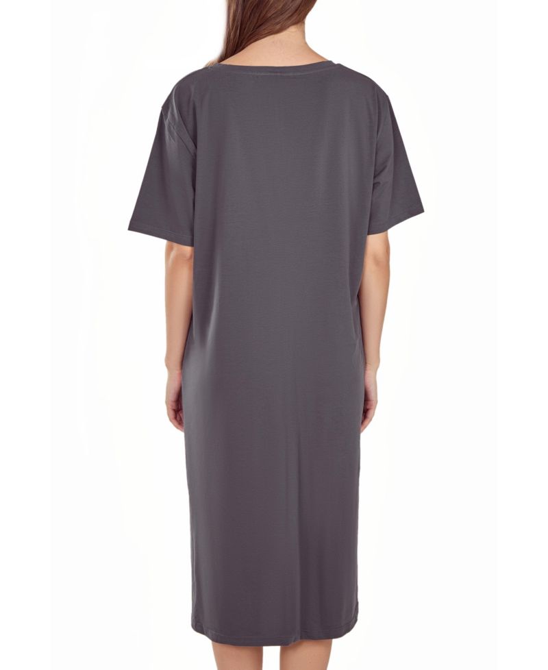 Women's Soft Knit Short Sleeve Nightgown Dress with Side Pockets