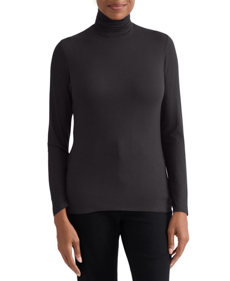 Women's Shirred Pullover Turtleneck Top