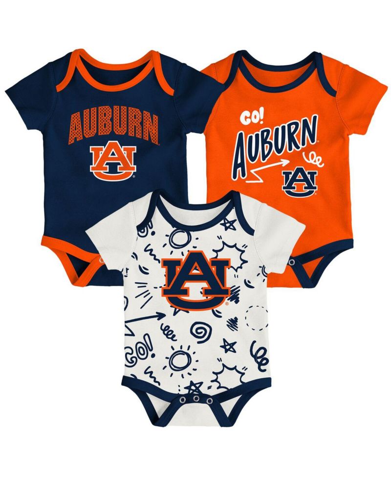 Baby Boys and Girls 3-Pack Auburn Tigers All Day Play Bodysuit Set