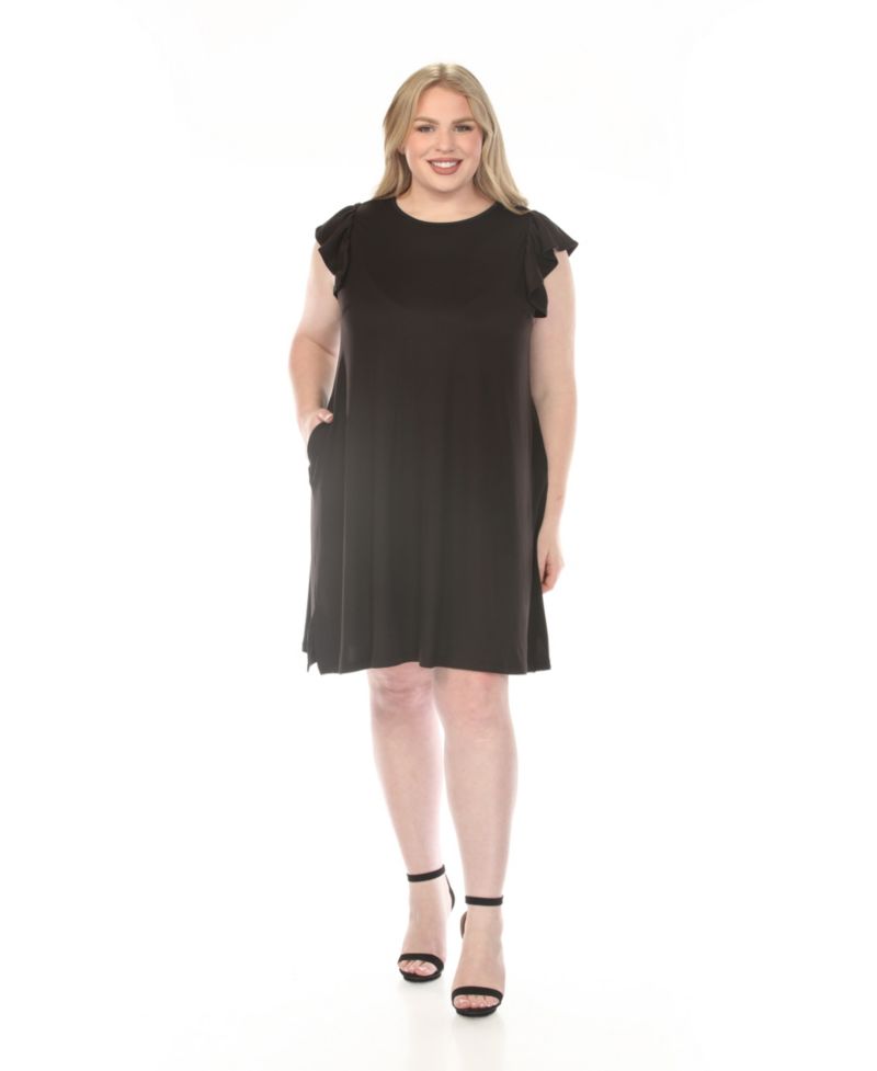 Plus Size Crew Neck Ruffle-Sleeve Dress