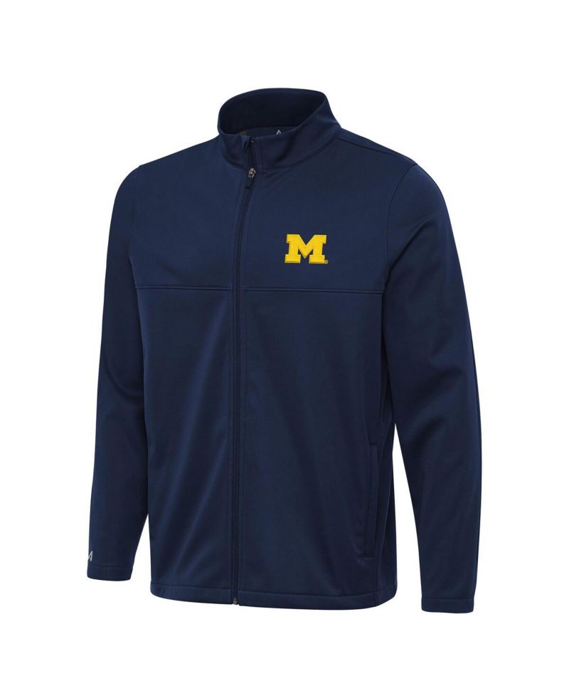 Men's Navy Michigan Wolverines Links 2 Full-Zip Golf Jacket