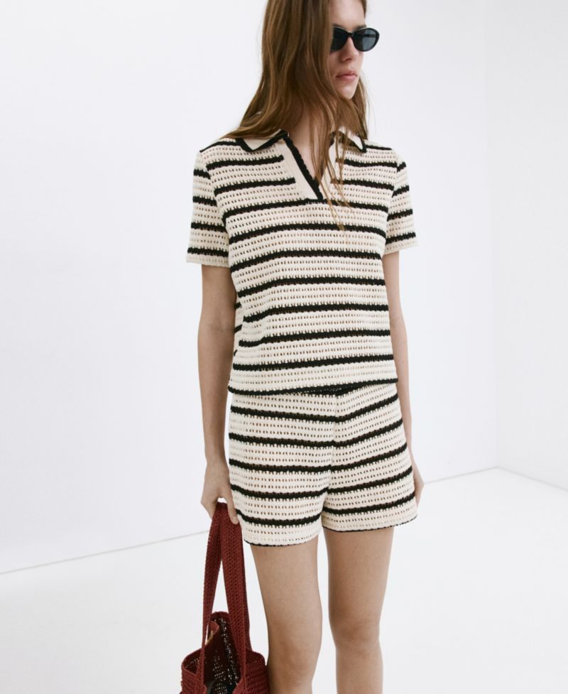 Women's Striped Crochet Shorts