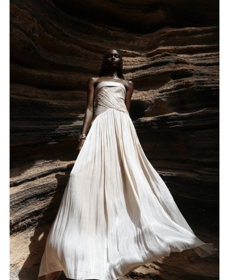 Women's Olivine Strapless Maxi Crystal Organza Dress